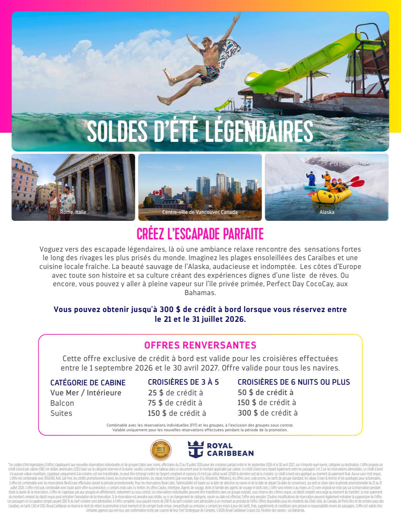 Cruise promotion Legendary summer sales with Voyages Aquaterra Mascouche