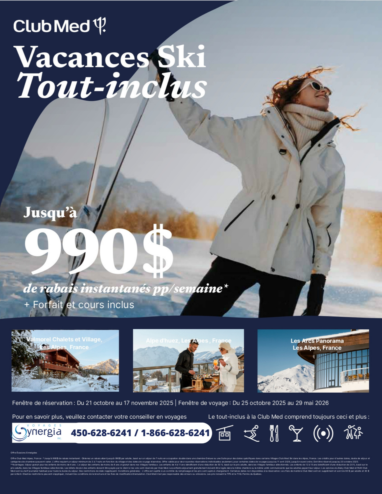 Promotions Club Med Offre Vacances Ski tout-inclus Jusqu'à 990$ de rabais avec Voyages Aqua Terra Mascouche CLUB MED PROMOTION Flyer SECTION-3 FR