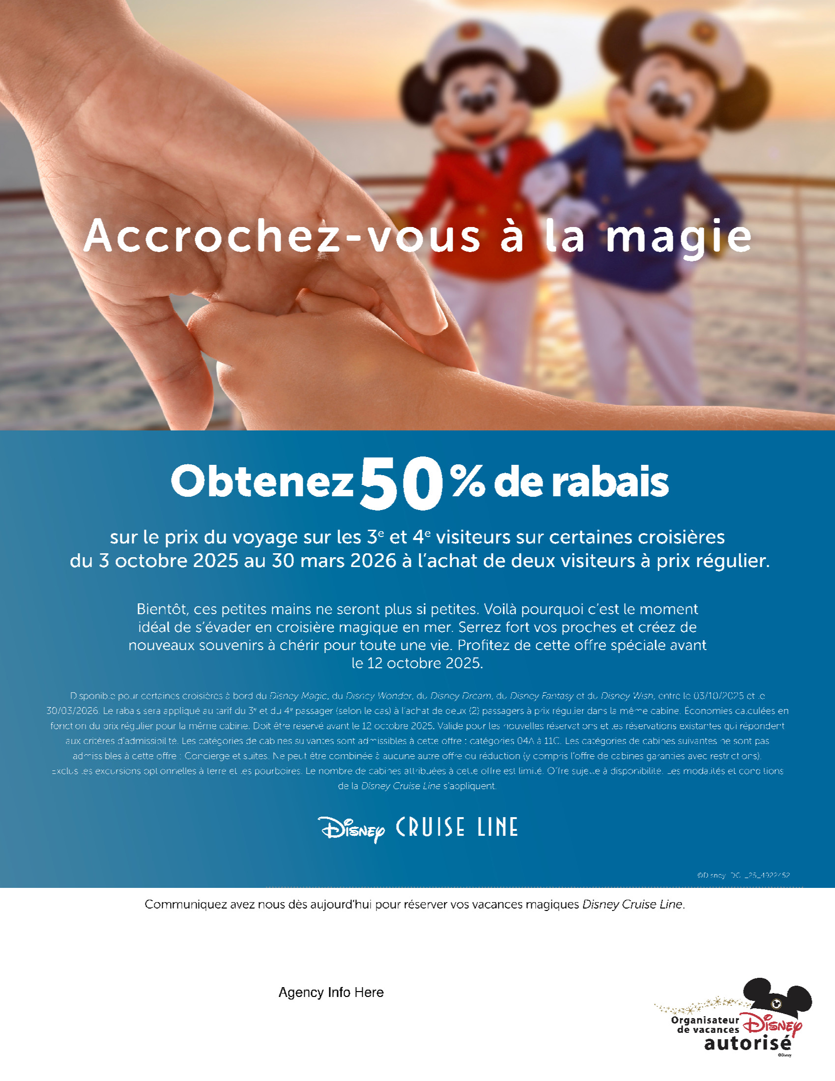 Promotion Disney Cruise Line : Obtenez 50% de rabais sur les 3ème et 4ème visiteurs avec les Créateurs de Magie de Voyages Synergia et Voyages Mascouche Promotion Disney Cruise Line : Obtenez 50% de rabais sur les 3ème et 4ème visiteurs avec les Créateurs de Magie de Voyages Synergia et Voyages Mascouche