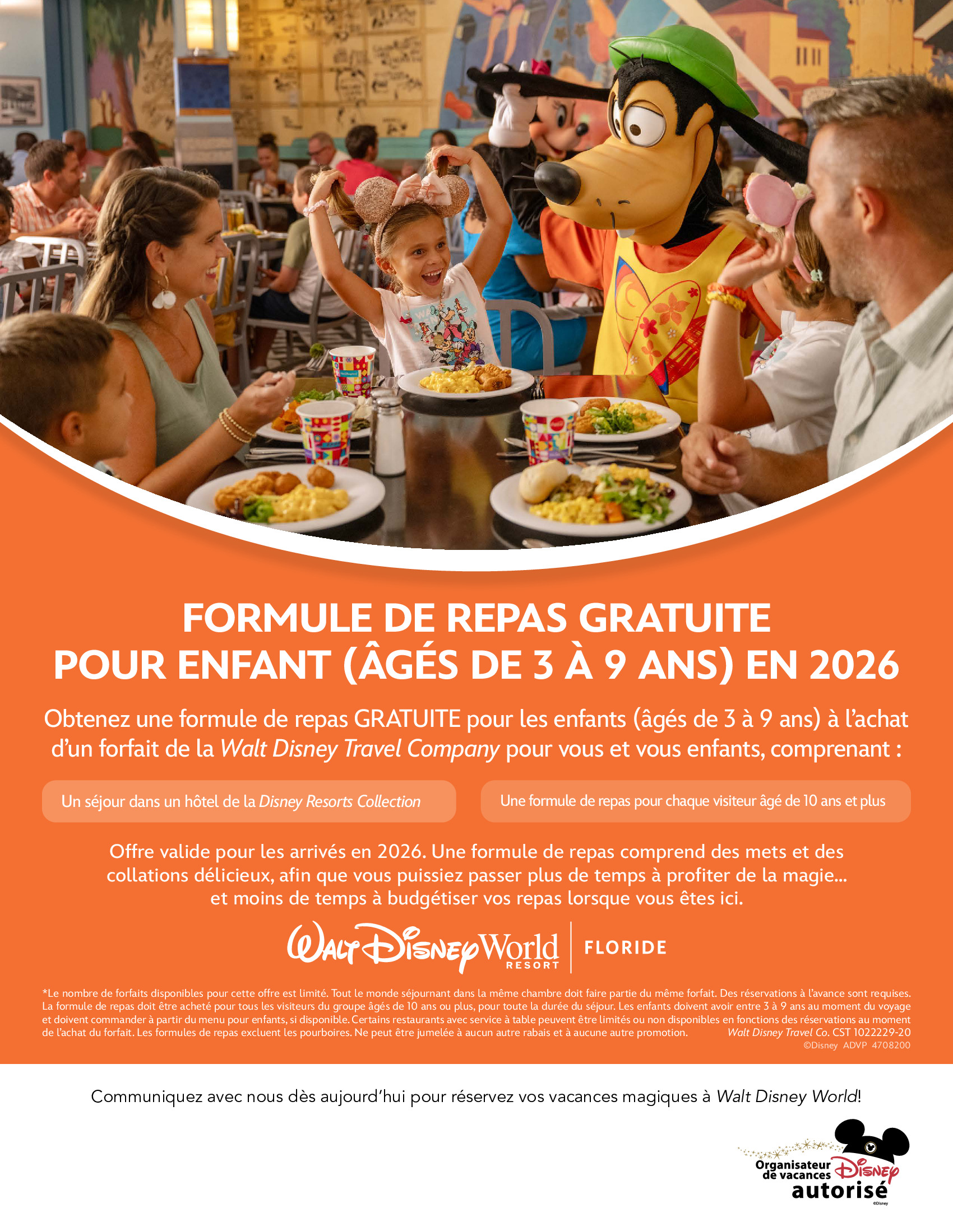 Walt Disney World Resort en Floride Formule de repas gratuite pour enfant avec Voyages Synergia Créateurs de Magie Walt Disney World Resort en Floride Formule de repas gratuite pour enfant avec Voyages Synergia Créateurs de Magie