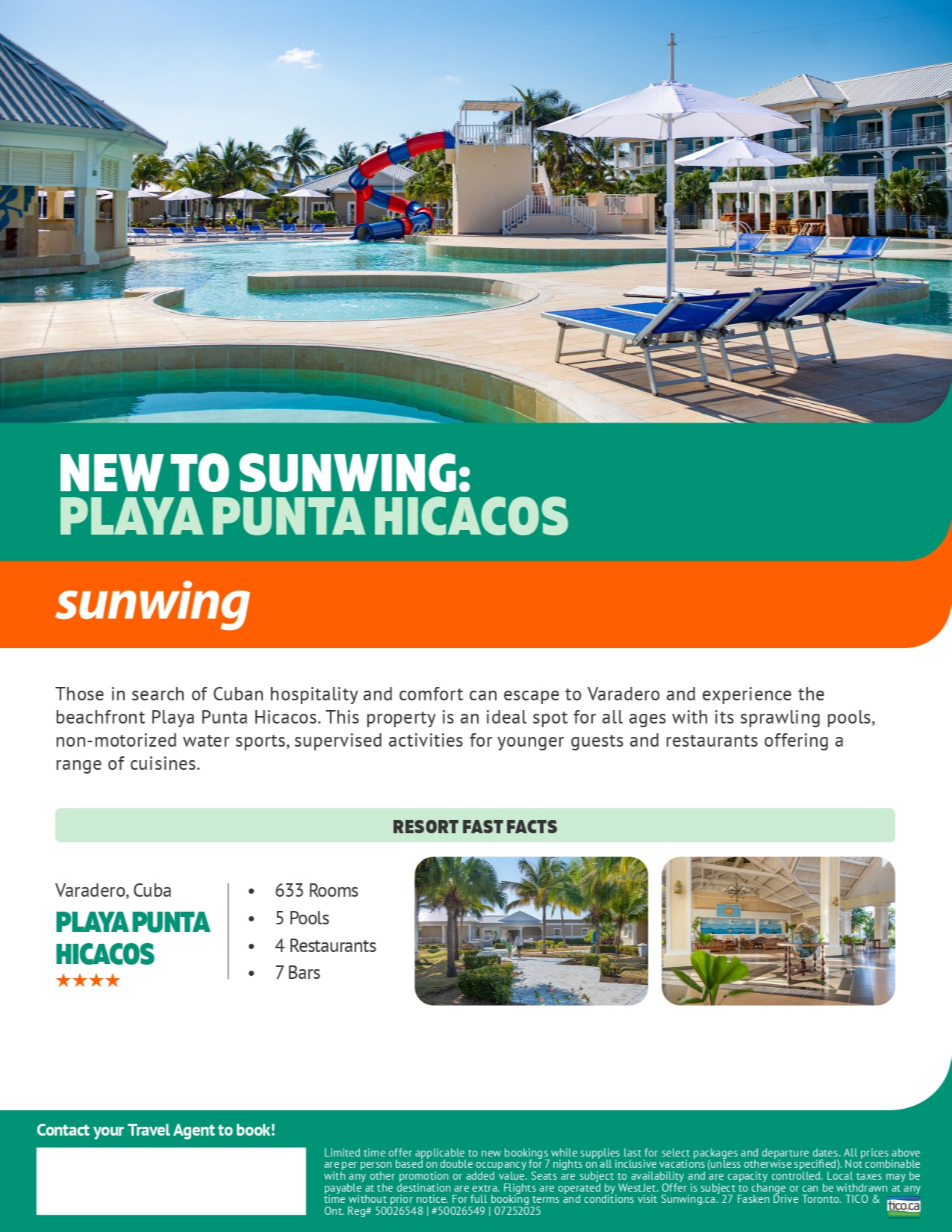 Promotion Vacances Sunwing Nouvel Hôtel : Playa Punta Hicacos avec Voyages Aqua Terra