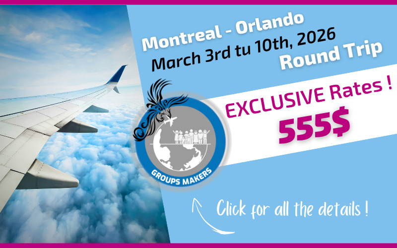 Exclusive rate Voyages Mascouche round-trip flight Montreal Orlando from March 3rd tu 10th, 2026